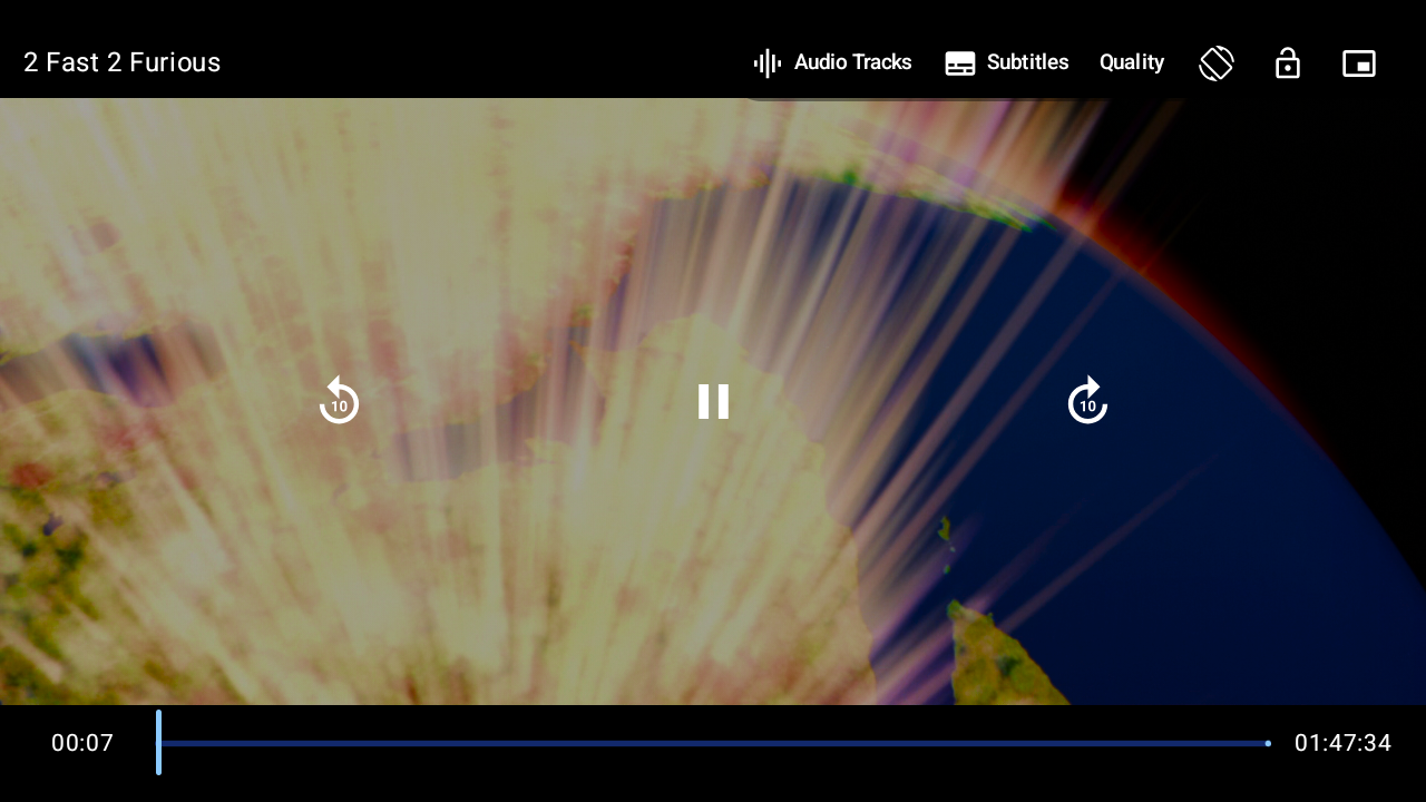 LumaPlay full-screen video player with playback controls on Android TV